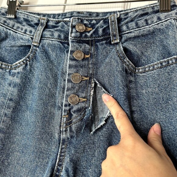 SJYP Blue Denim Rigid Washed Button Fly Jeans Women's Size X-Small XS - Picture 5 of 11